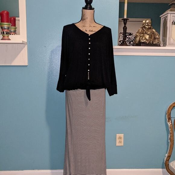 Black and white striped maxi skirt witch - Picture 2 of 3